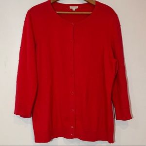 Talbots Women Cardigan Button Down Red Size Large